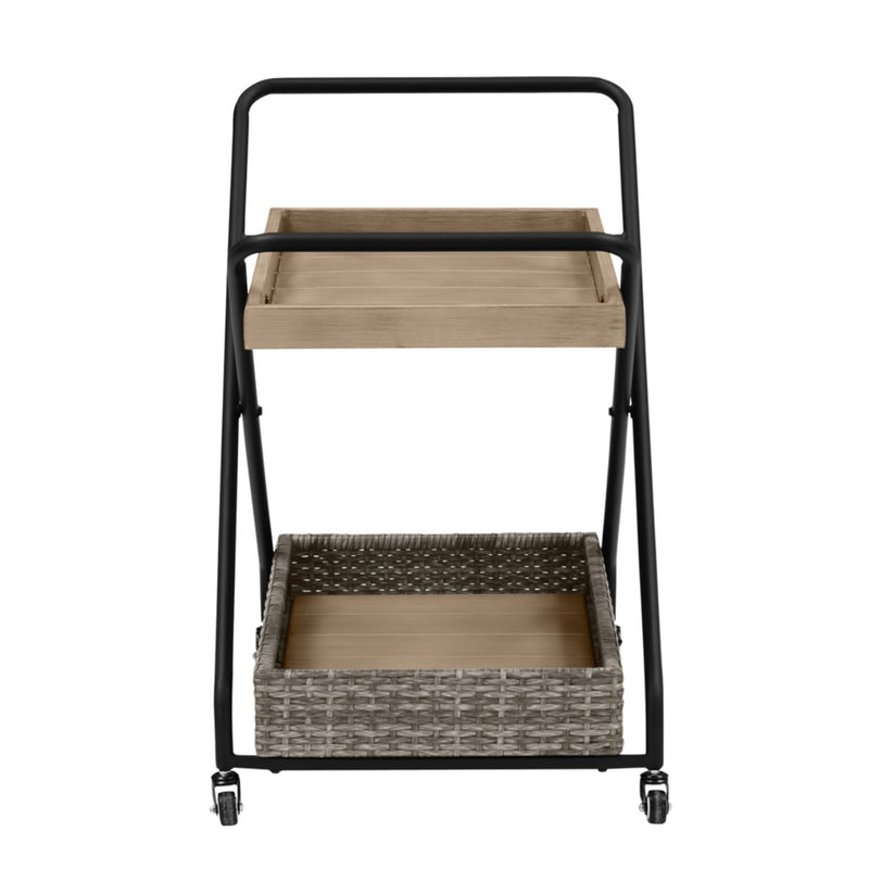 Pine River Outdoor Serving Cart in Steel Frame, 2 Level, 30-Inch Height