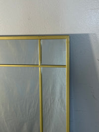 Brushed Gold Grid Wall Mirror