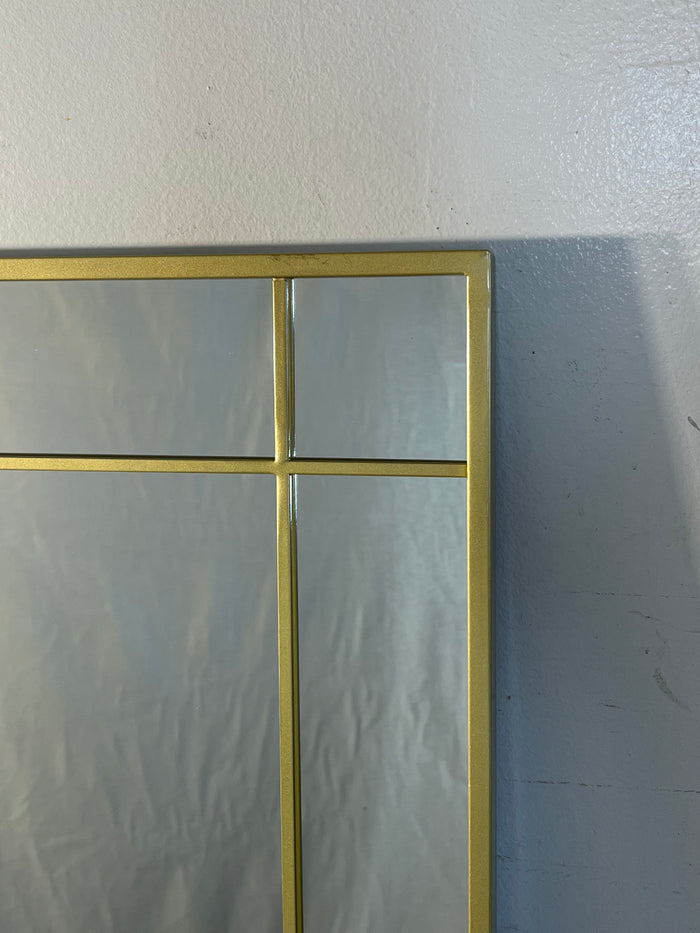 Brushed Gold Grid Wall Mirror