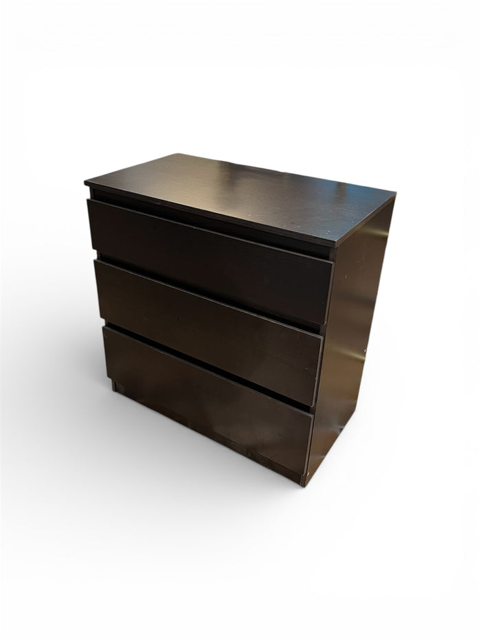 Black Nightstand with 3 Drawers