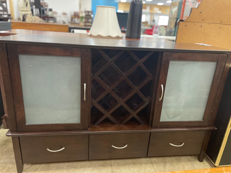 Wooden Entertainment Unit With Wine Rack