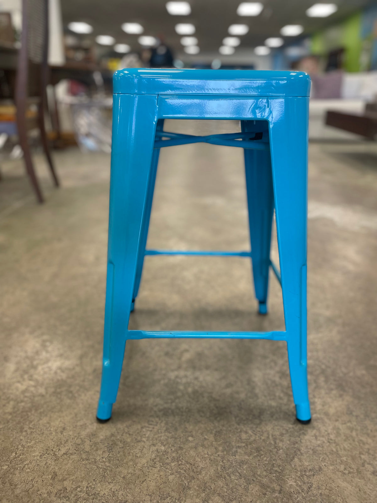 Turquoise Metal Bar Stool
