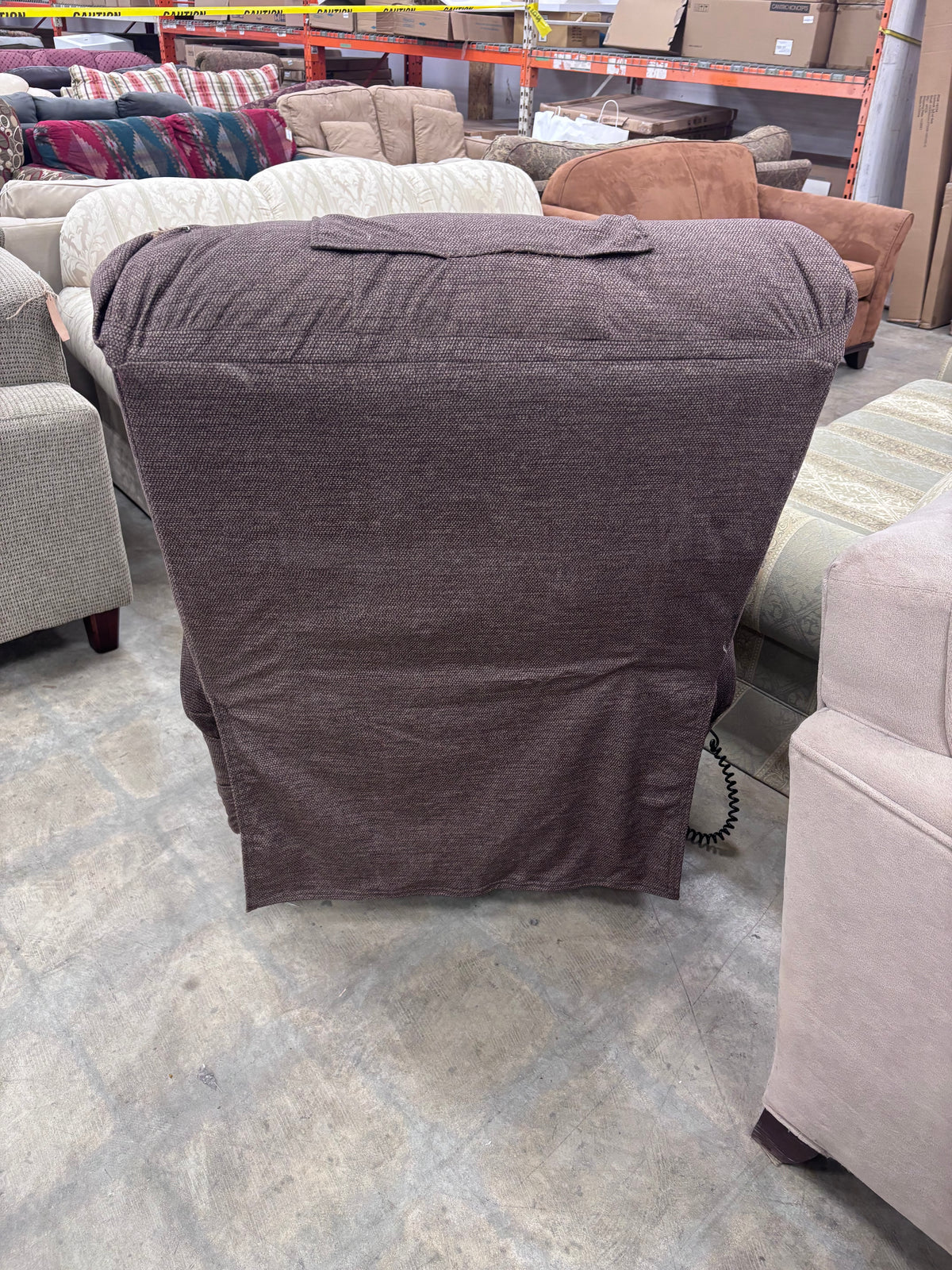 Brown Fabric Power Lift Recliner