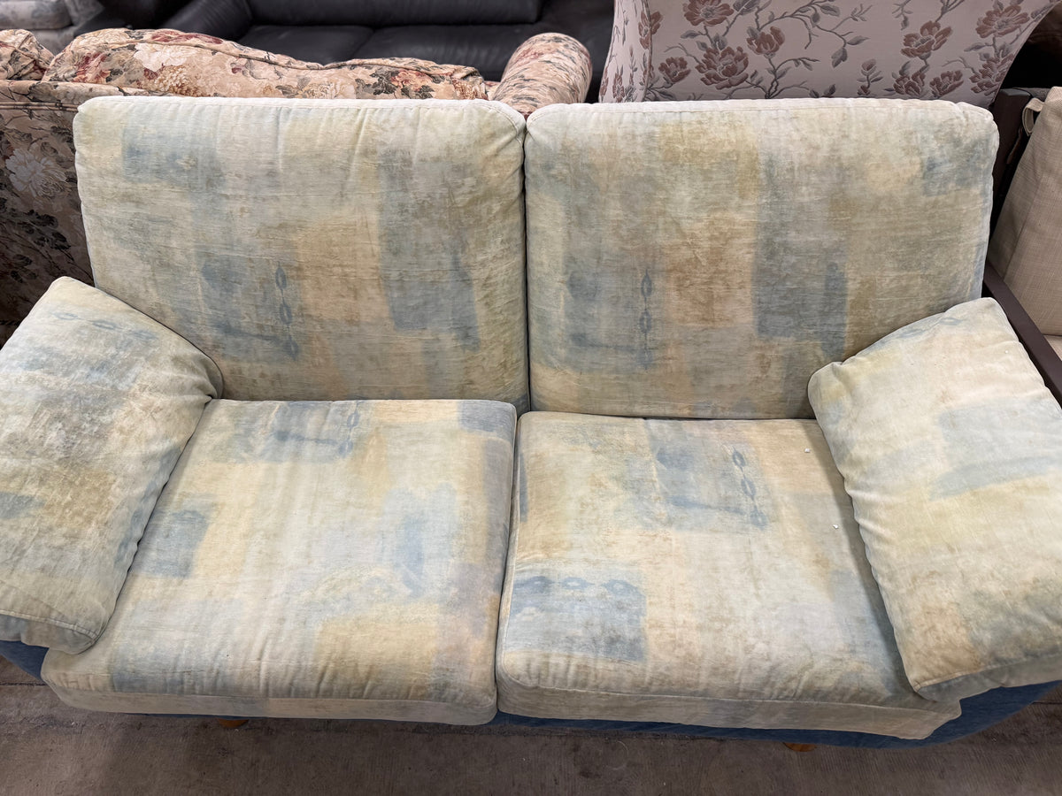 Mid-Century Blue & Yellow Abstract Modern Styled Sofa