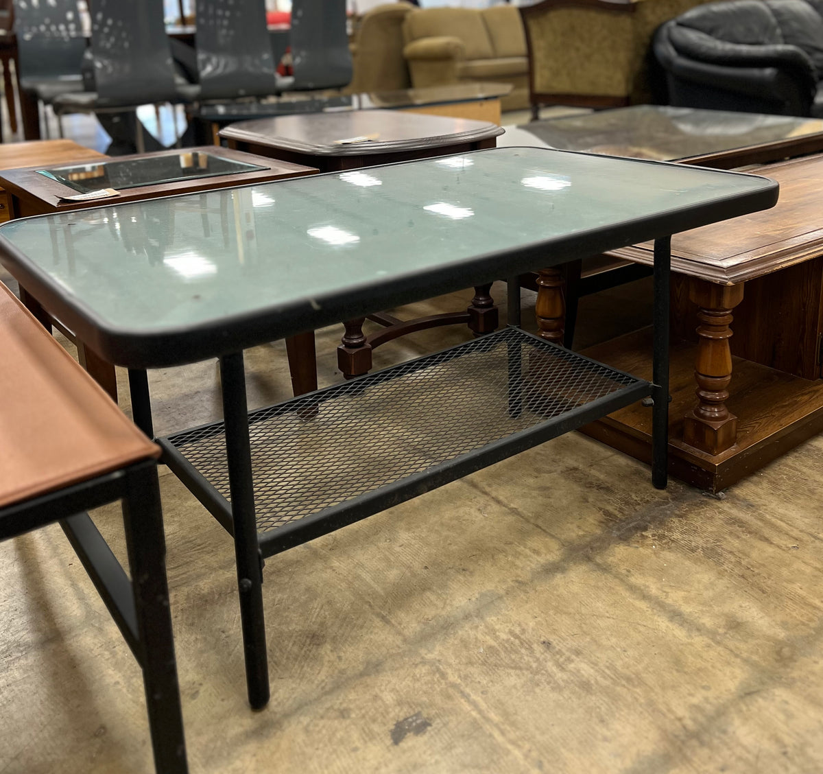 Black Frosted Glass Patio Table