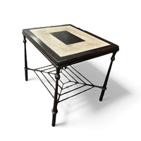 Two Tone Accent Table with Iron Base