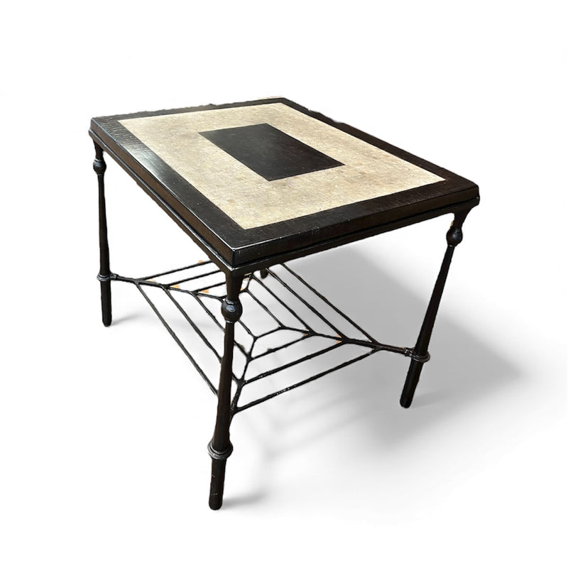 Two Tone Accent Table with Iron Base