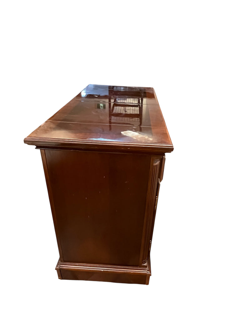 Cherry Wood Bar Cabinet With Brass Hardware