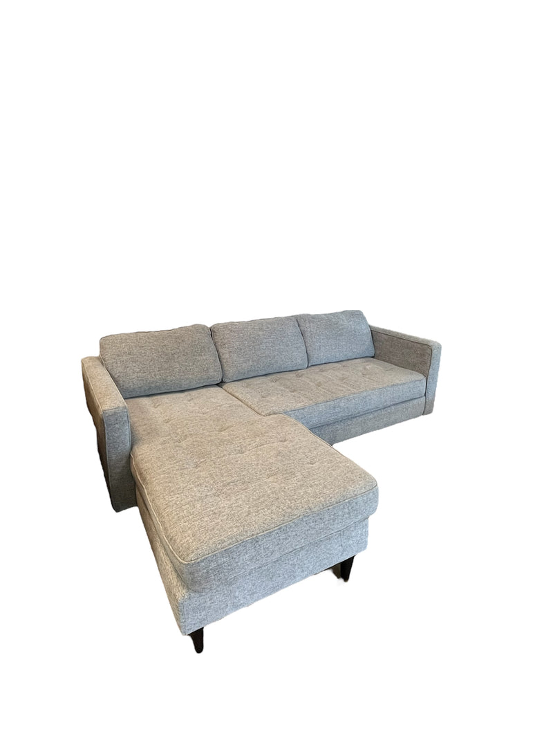 L-Shaped Grey Upholstered Sectional
