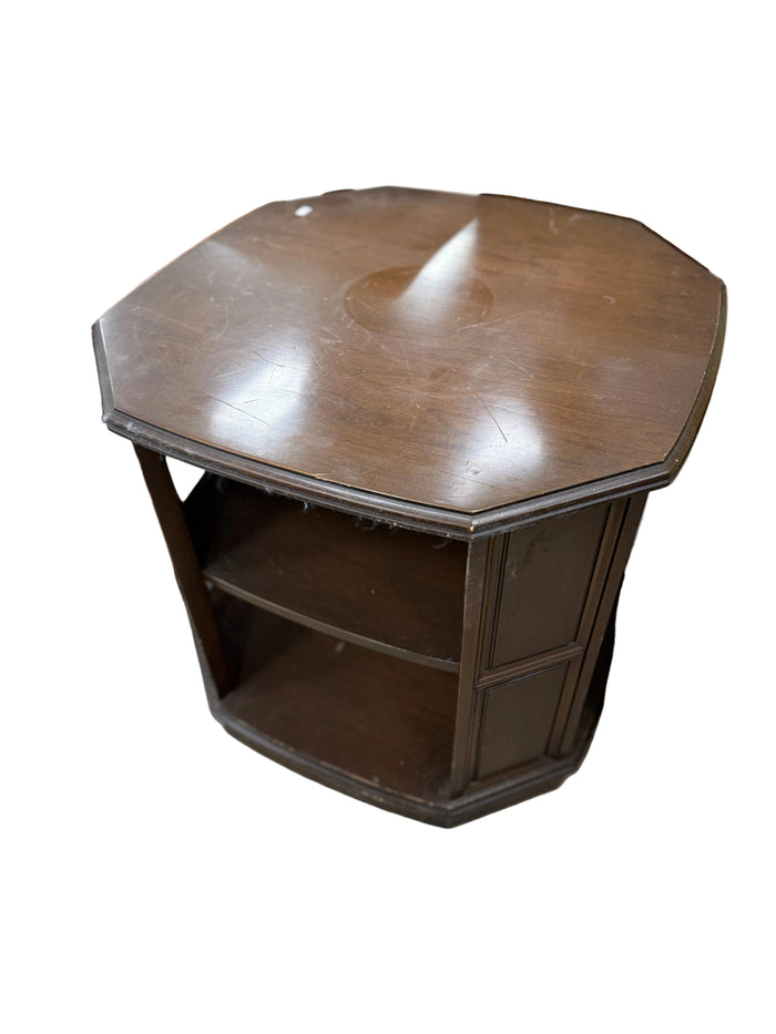 Dark Espresso Brown Vintage Octogen End Table