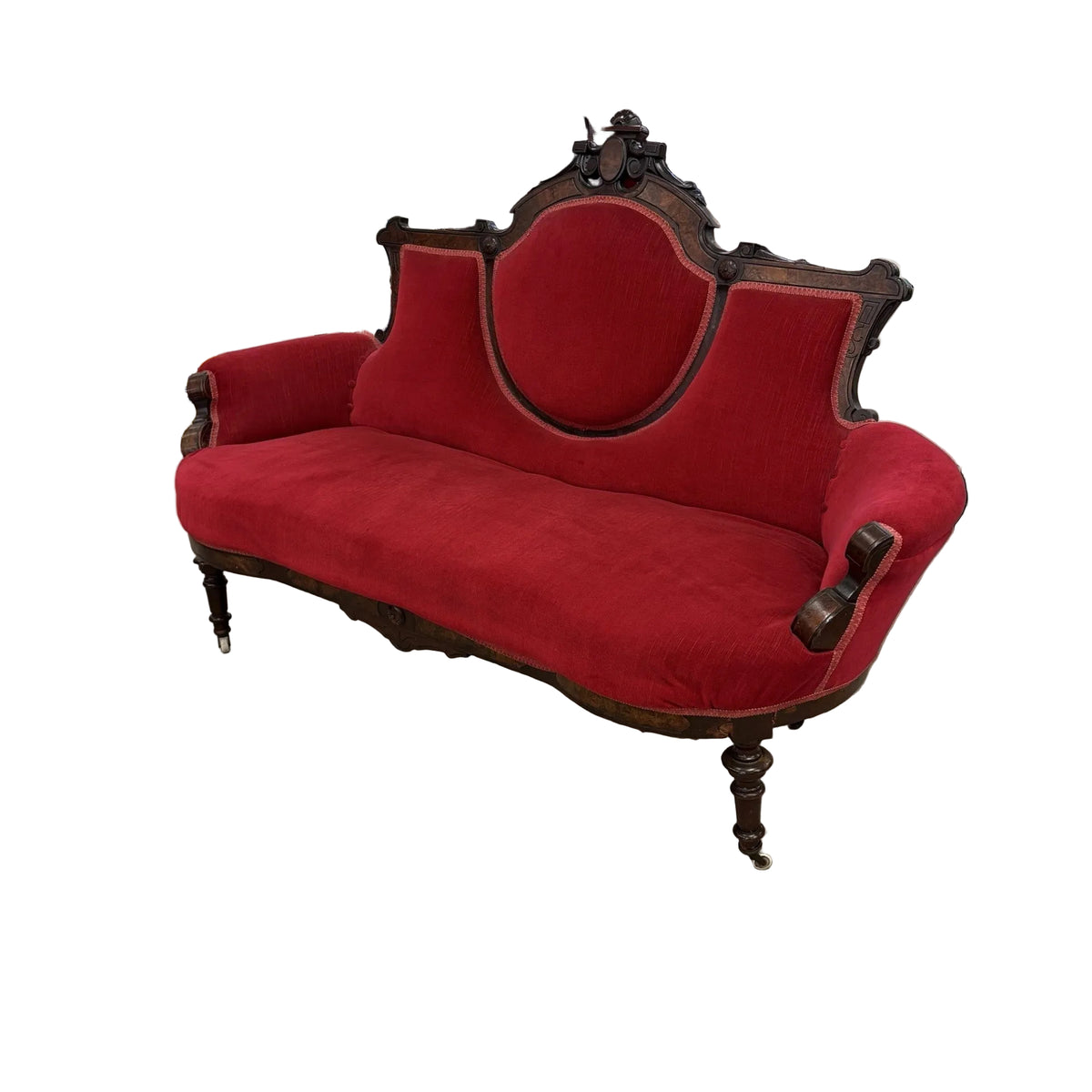 65-Inch Victorian Carved Love Seat