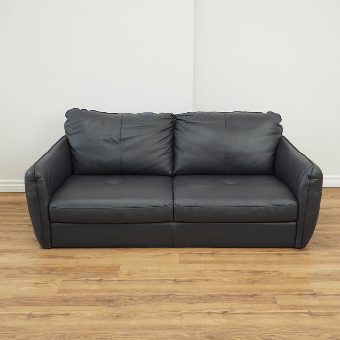 65-inch 2-Seater Leather Loveseat Sofa in Black