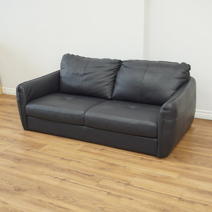 65-inch 2-Seater Leather Loveseat Sofa in Black