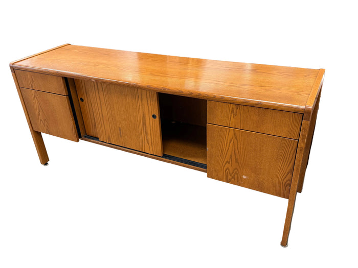 Long Vintage Oak Desk