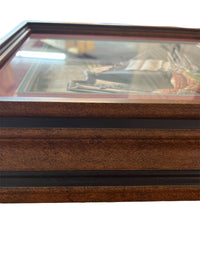 Grand Piano Diorama Shadowbox- Red Background on Chestnut Brown Wood Frame