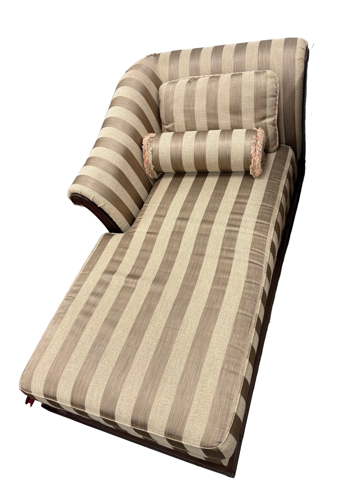 Beige Striped Chaise Lounge