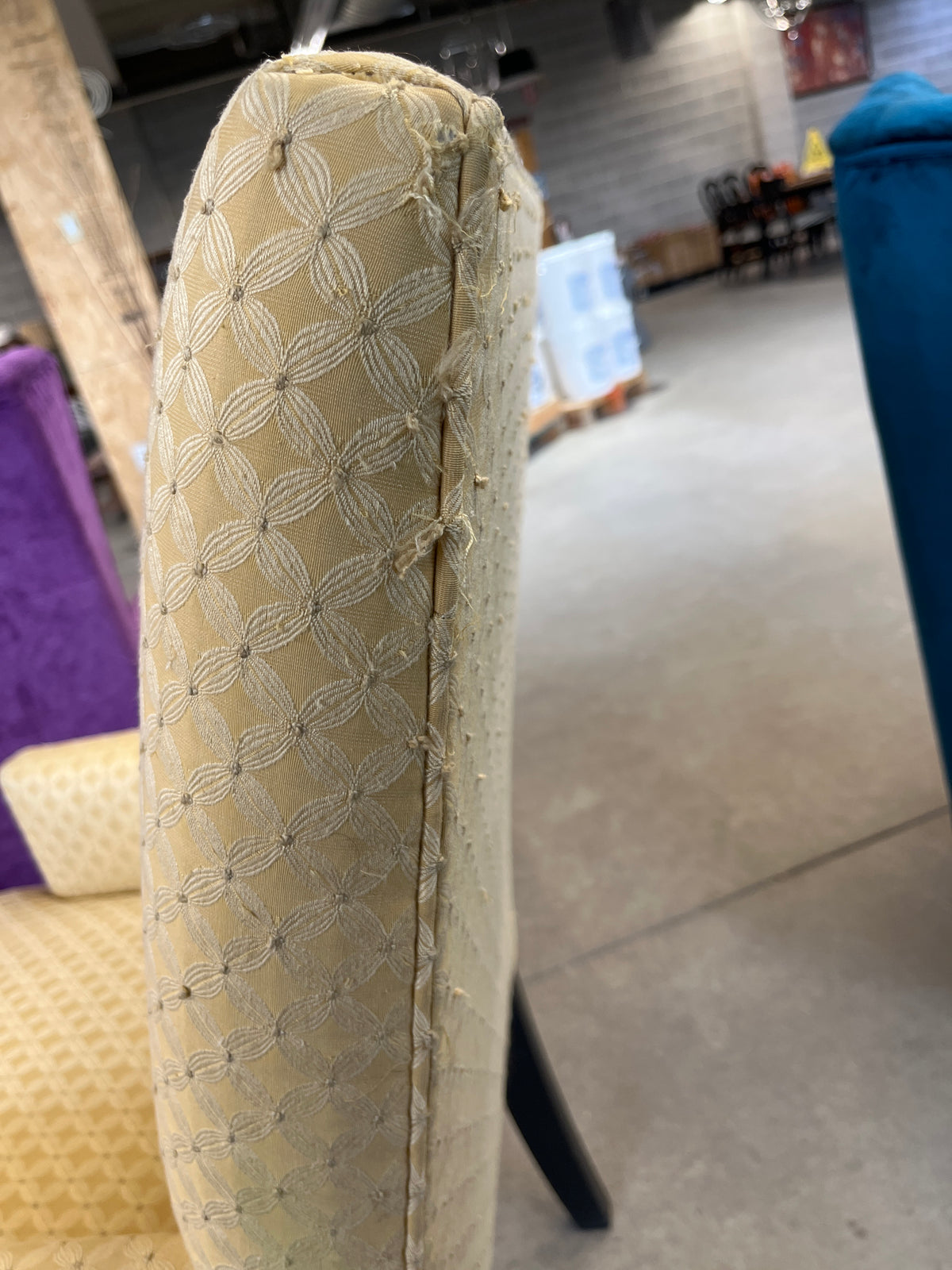 25"W Yellow Embroidered Accent Chair