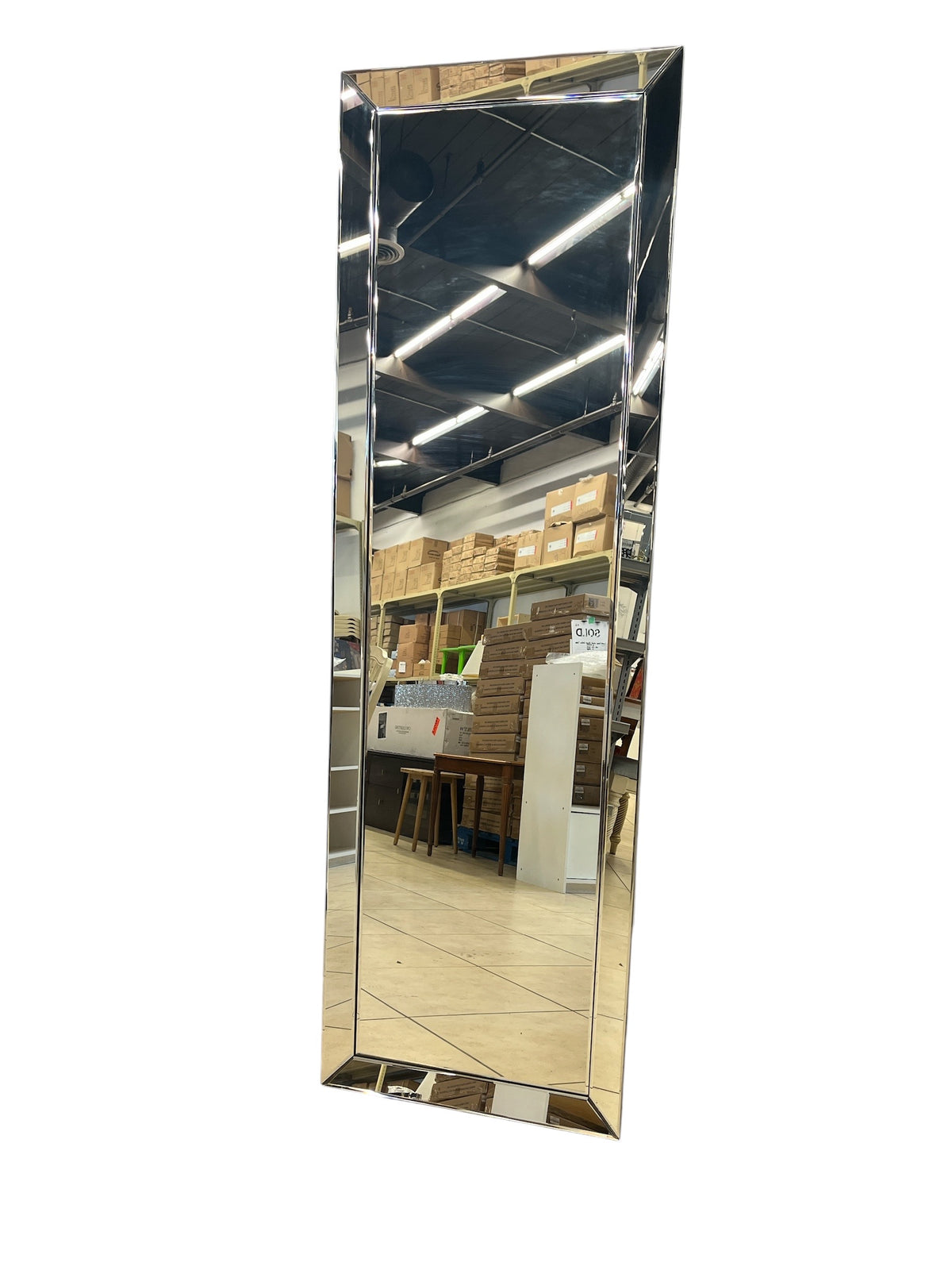 Modern Full-Length Beveled Mirror w/ Freestanding Stand