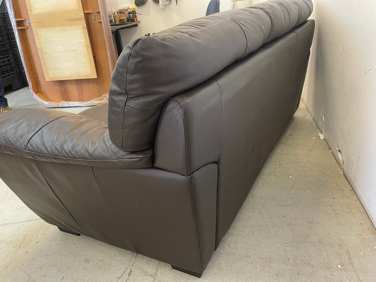 Dark Brown Leather 3-seat Sofa