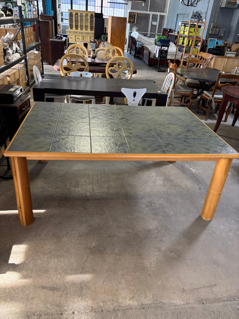 Emerald Green and Blonde Dining Table