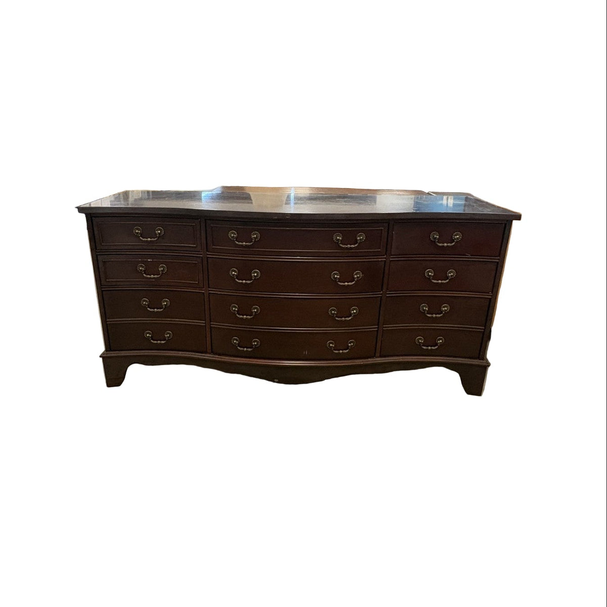66-Inch Baker Georgian Mahogany Bow Front Dresser or Credenza
