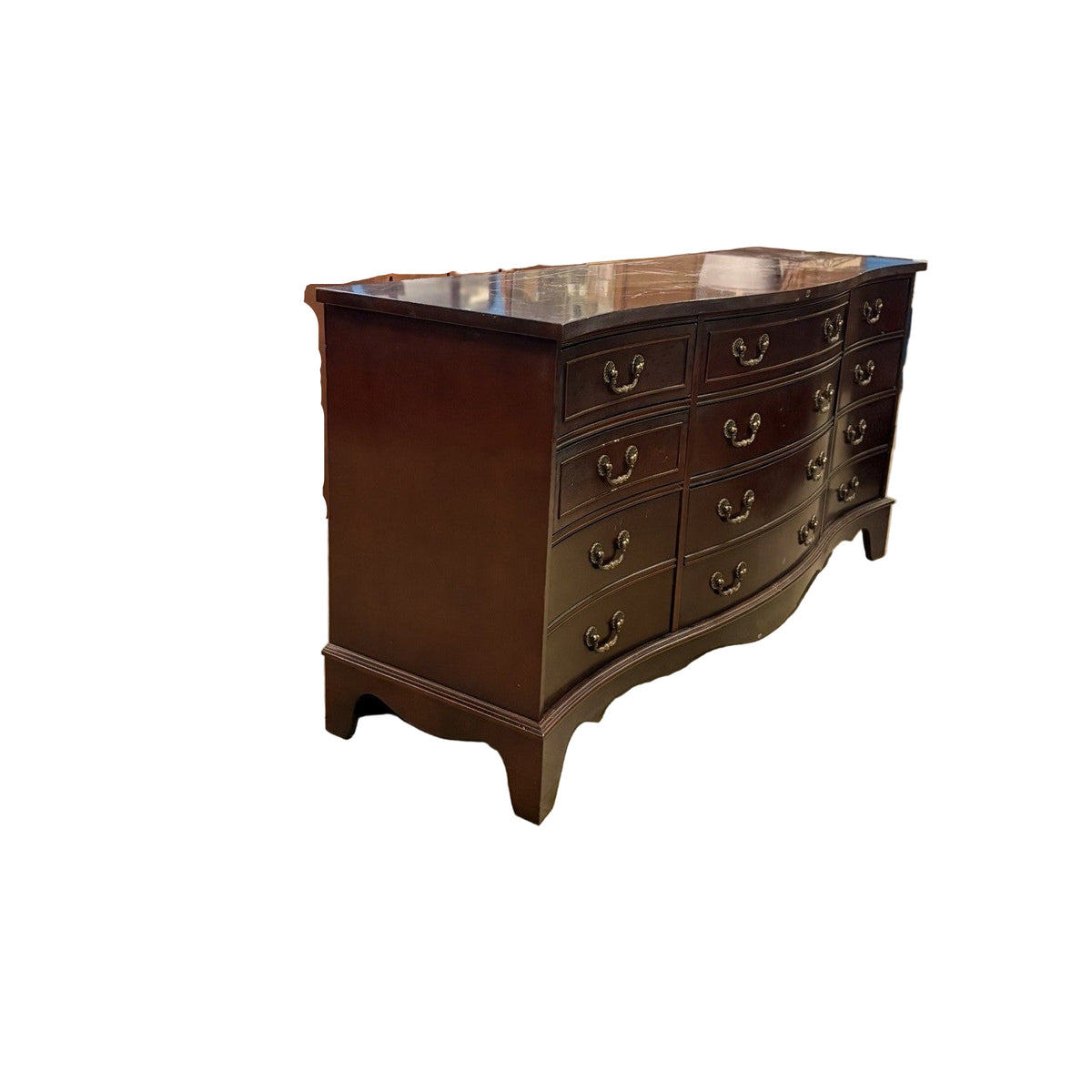 66-Inch Baker Georgian Mahogany Bow Front Dresser or Credenza