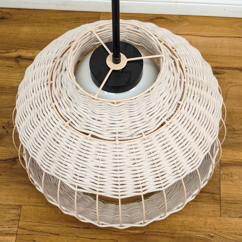 66-Inch High 1-Light Pendant with Open Shade Woven Basket