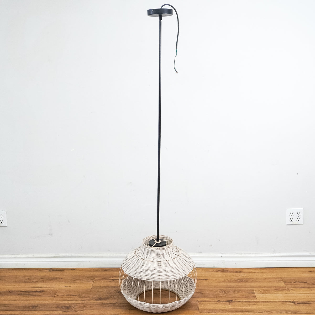 66-Inch High 1-Light Pendant with Open Shade Woven Basket