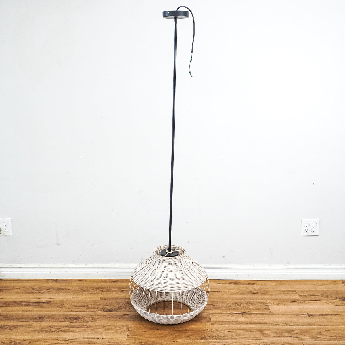 66-Inch High 1-Light Pendant with Open Shade Woven Basket