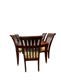 Redwood Dining Table Set with 6 Upholstered Chairs