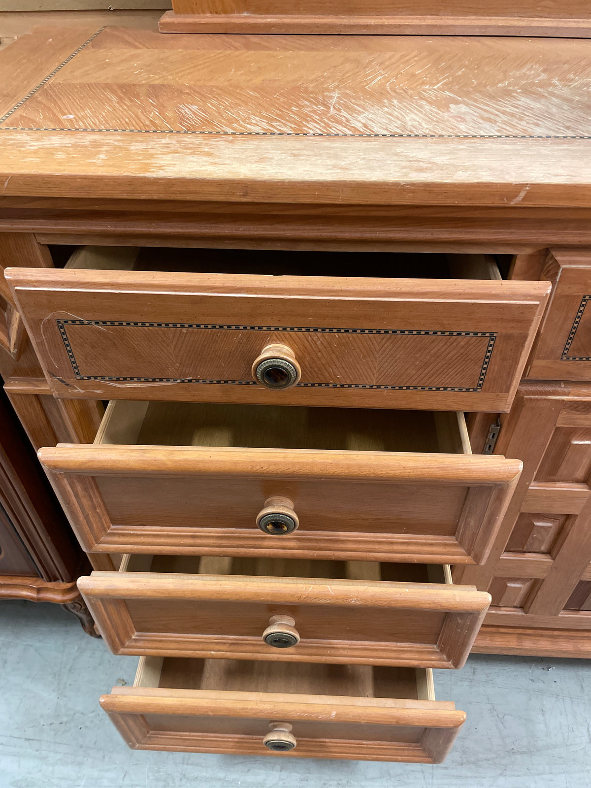 Wooden dresser with mirror
