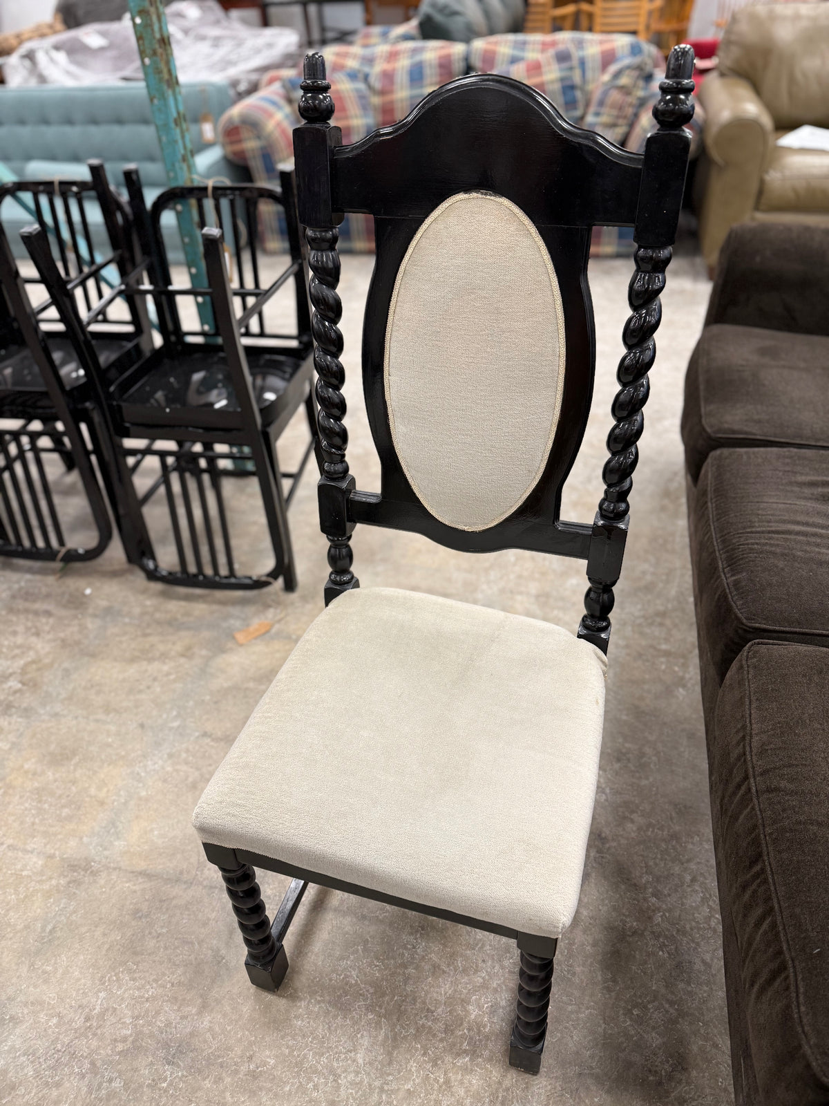 Black and White Victorian Styed Dining Chair