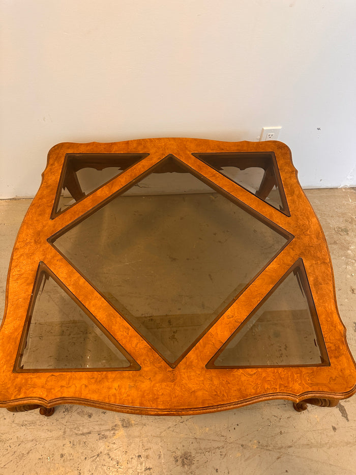 Glass & wood coffee table