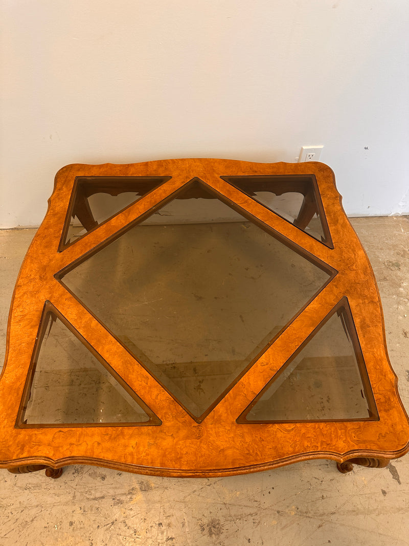 Glass & wood coffee table