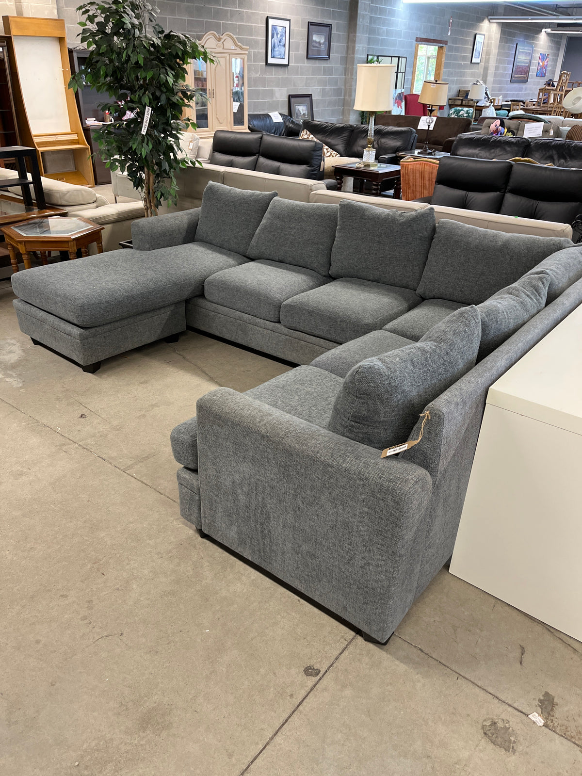 108"W 2-Pc Grey Sectional Sofa