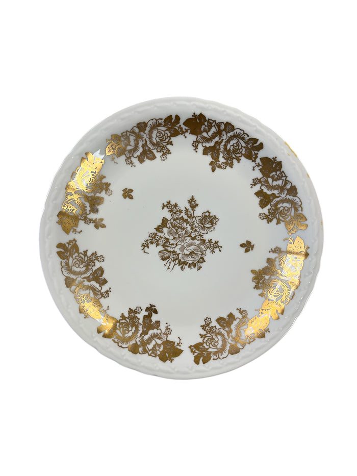 Porcelain Pedestal Serving Stand with Gold Detailing