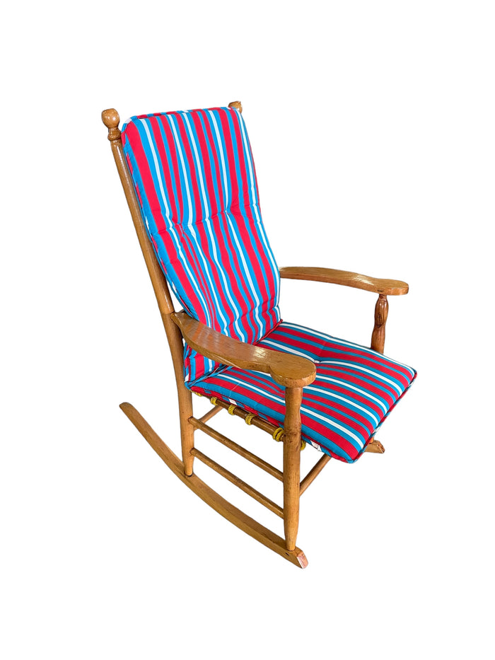 Rocking Chair with Red, White and Blue Cushion