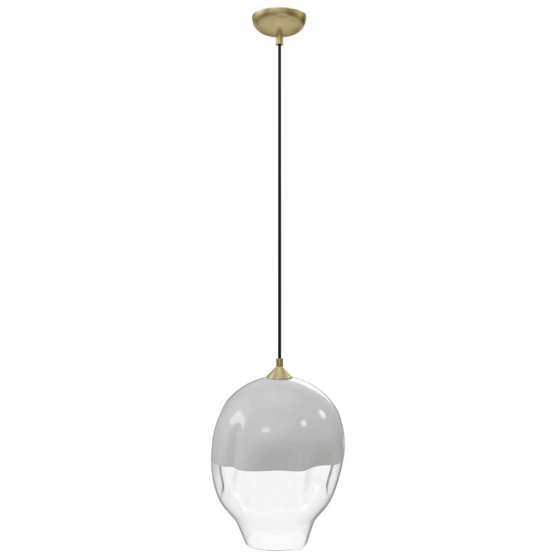 1-Light Molten Glass Globe Pendant with finish in Brushed Brass