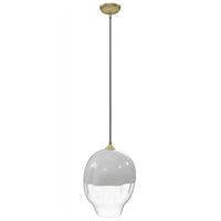 1-Light Molten Glass Globe Pendant with finish in Brushed Brass