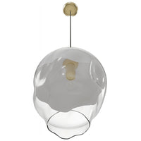 1-Light Molten Glass Globe Pendant with finish in Brushed Brass