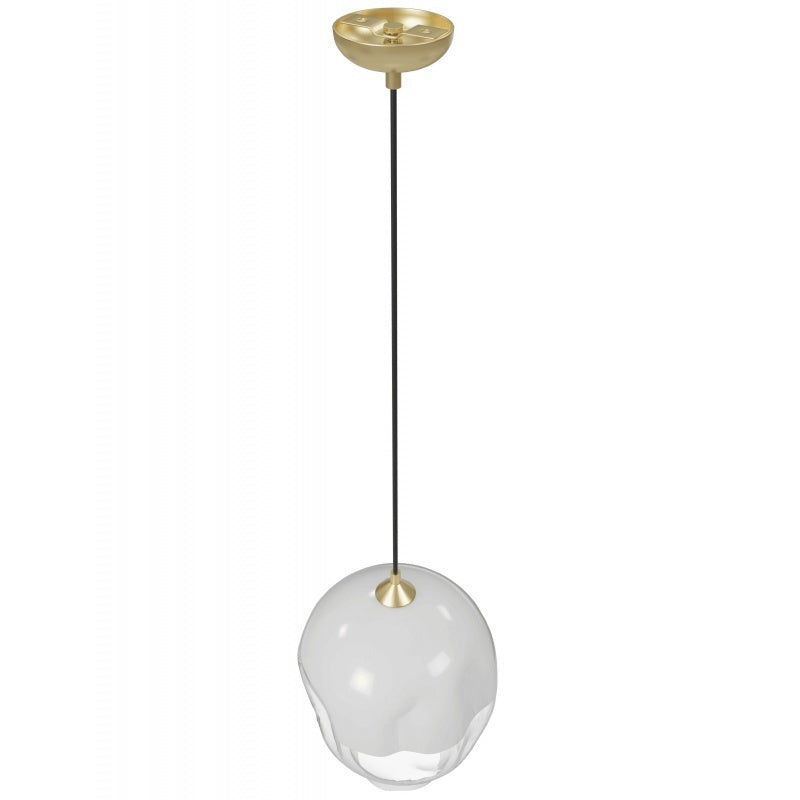 1-Light Molten Glass Globe Pendant with finish in Brushed Brass