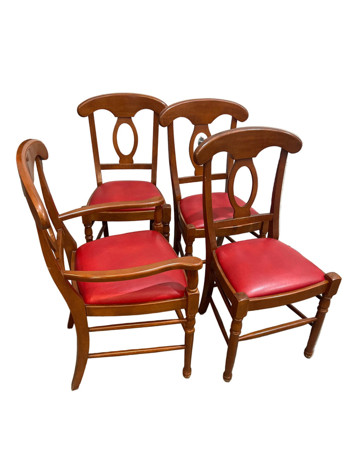 4-Piece Wooden Carver Chair with curved top rail & Oval Backrest