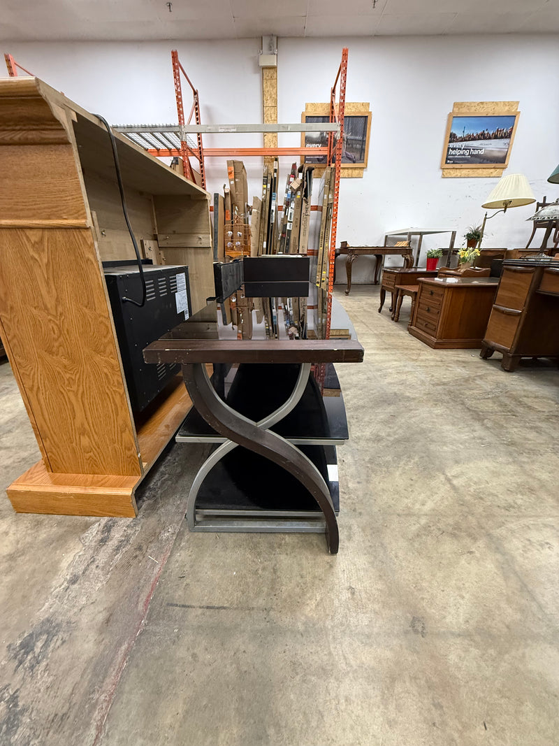 Black Whalen TV Wood Glass Console