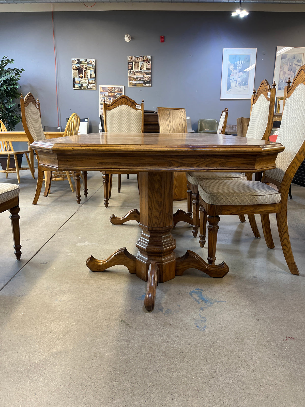 70"W Dining Table with 6 Chairs & Leaf