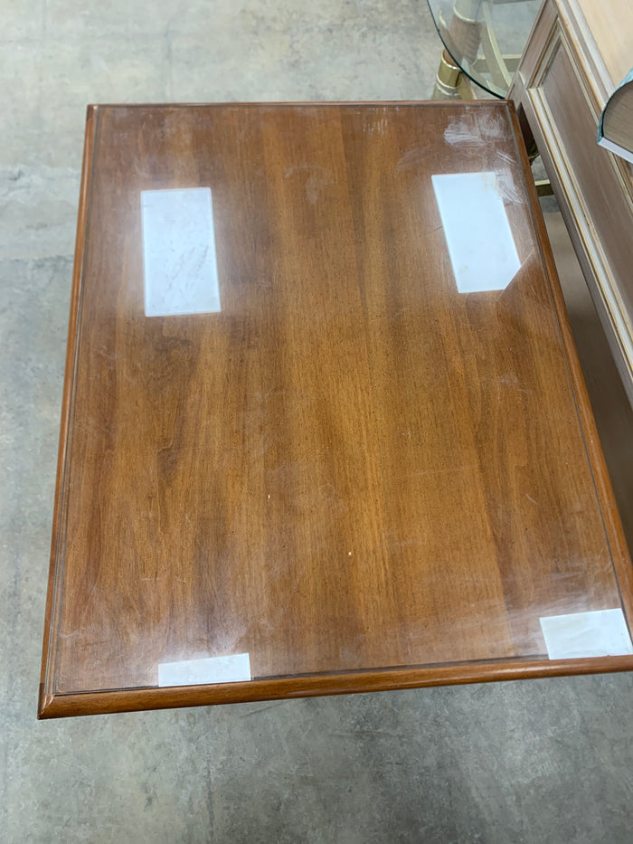 Wooden Sidetable With Glass Top