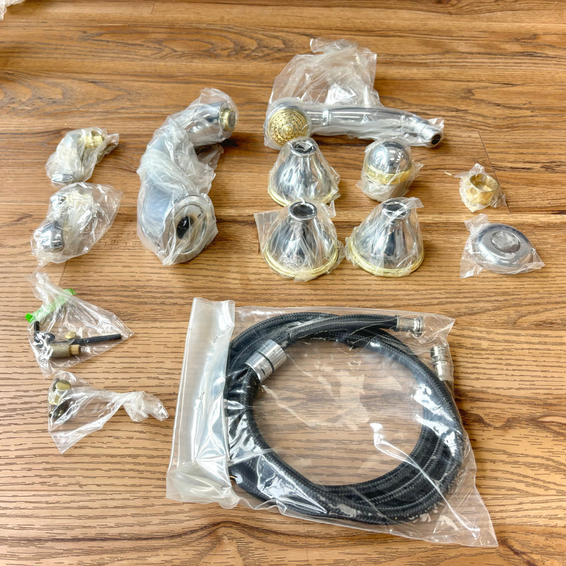 5-Piece Tub Filler Trim Set with Sleek Spout, Chrome & Brass – TKL805F-CHBB