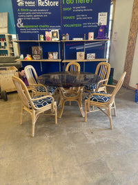 Round Rattan Bamboo Dining Set
