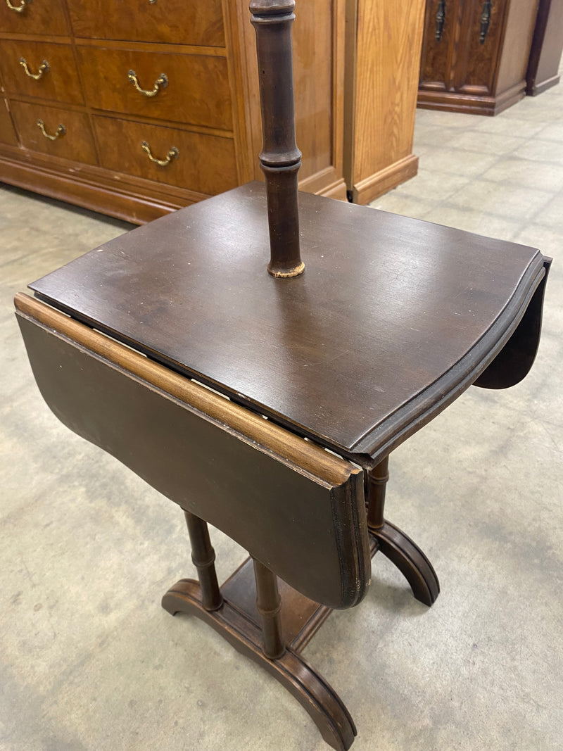 Mid Century Dark Brown Floor Lamp Side Table