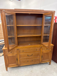 60” Wide Large, Two-Piece Wooden China Cabinet and Buffet Hutch