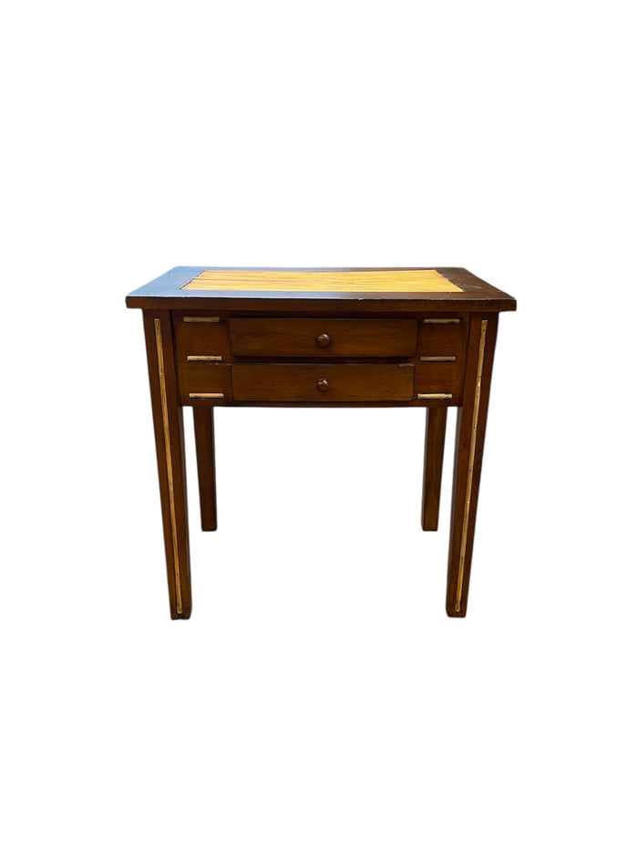 Rattan Top 2-Drawer Side Table